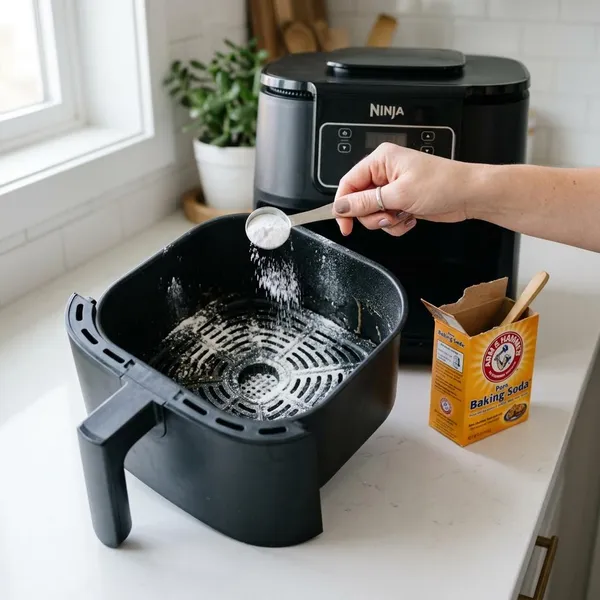 airfryer schoonmaken met baking soda