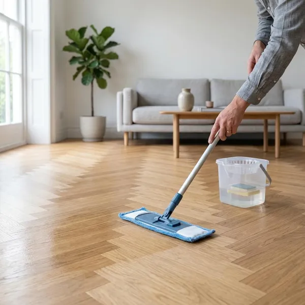 visgraat vloer schoonmaken