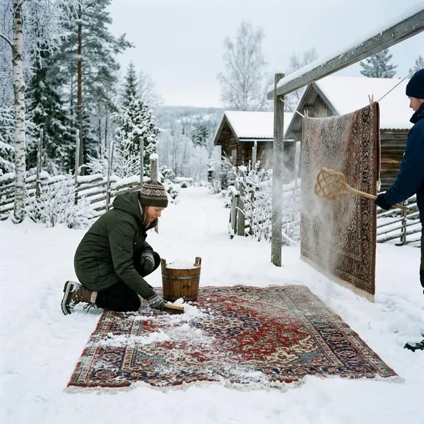 vloerkleed schoonmaken sneeuw
