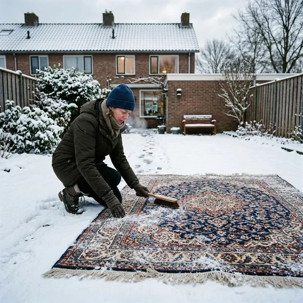 Vloerkleed schoonmaken met sneeuw stap voor stap