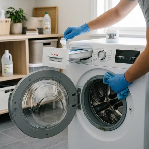 wasmachine met soda schoonmaken